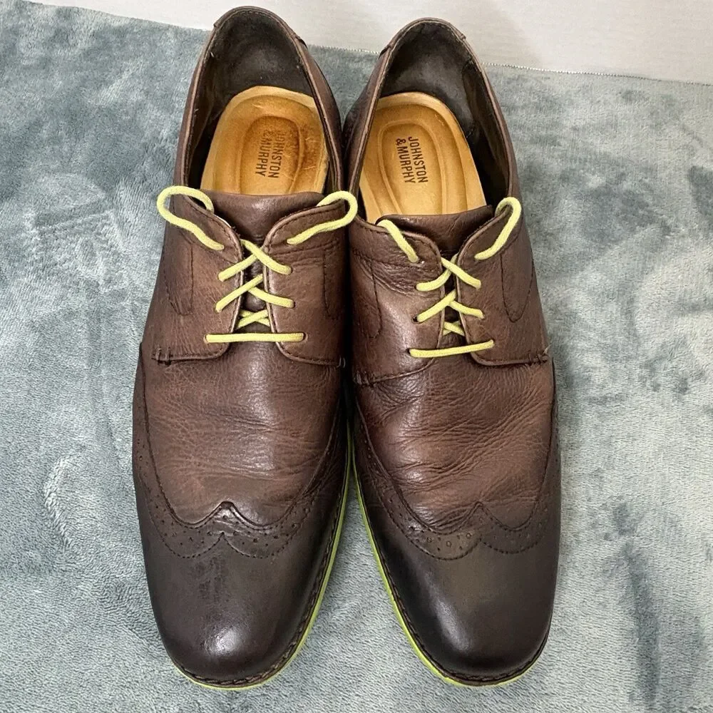 Johnston & Murphy 20-8666 Mens Leather Sheepskin Wingtip Shoes 13M Classic
